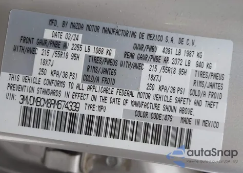 2024 Mazda Cx-30 2.5 S Preferred Package from USA, damaged, VIN 3MVDMBCM8RM674339